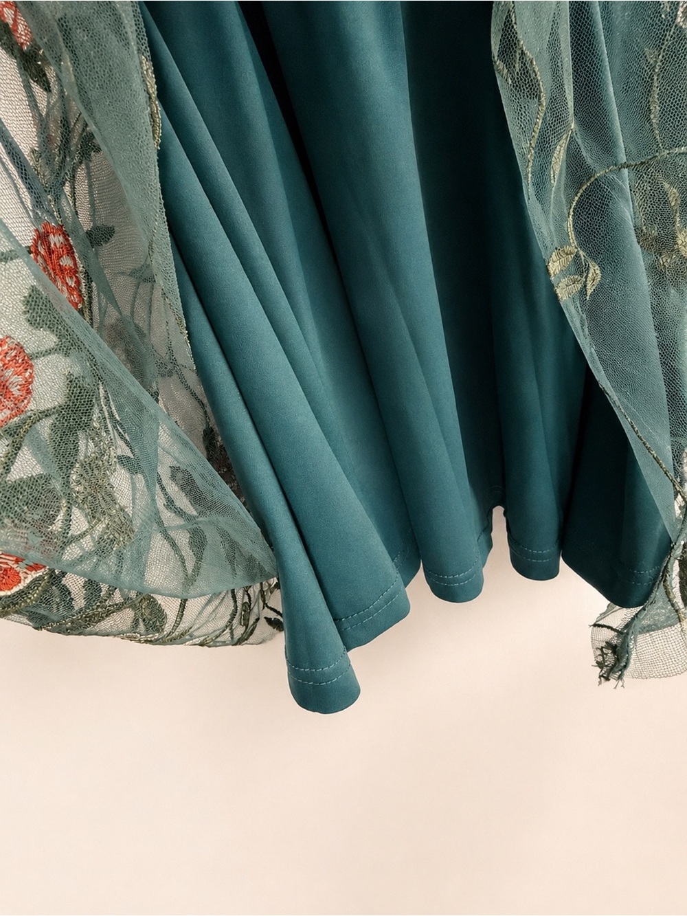 Baltic Born Teal Embroidered Floral Tulle Dress - Picture 6 of 9